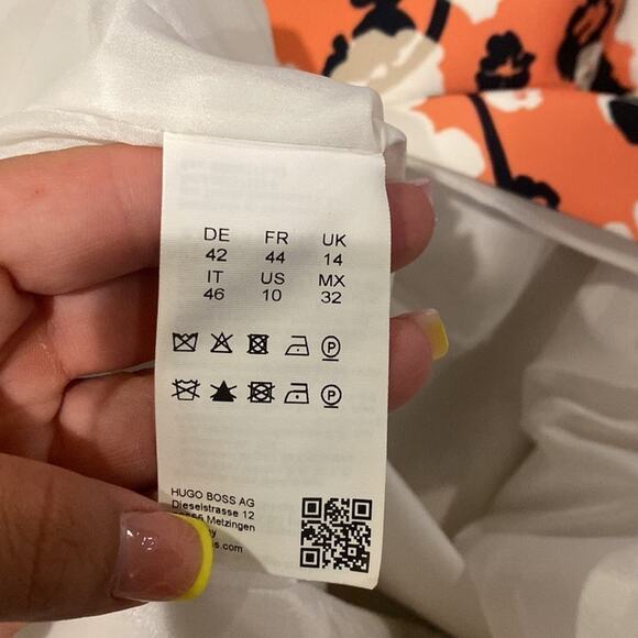 Hugo Boss Donisa Floral Sheath Dress Size 10 – Retro Orange Multi Print - Picture 6 of 8